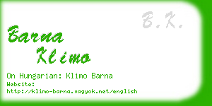 barna klimo business card